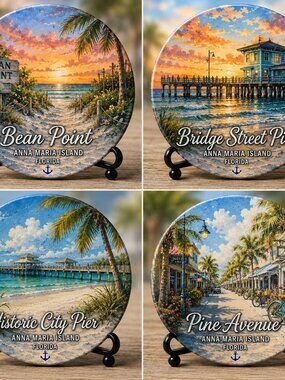 Anna Maria Island Ceramic Coaster Set!
